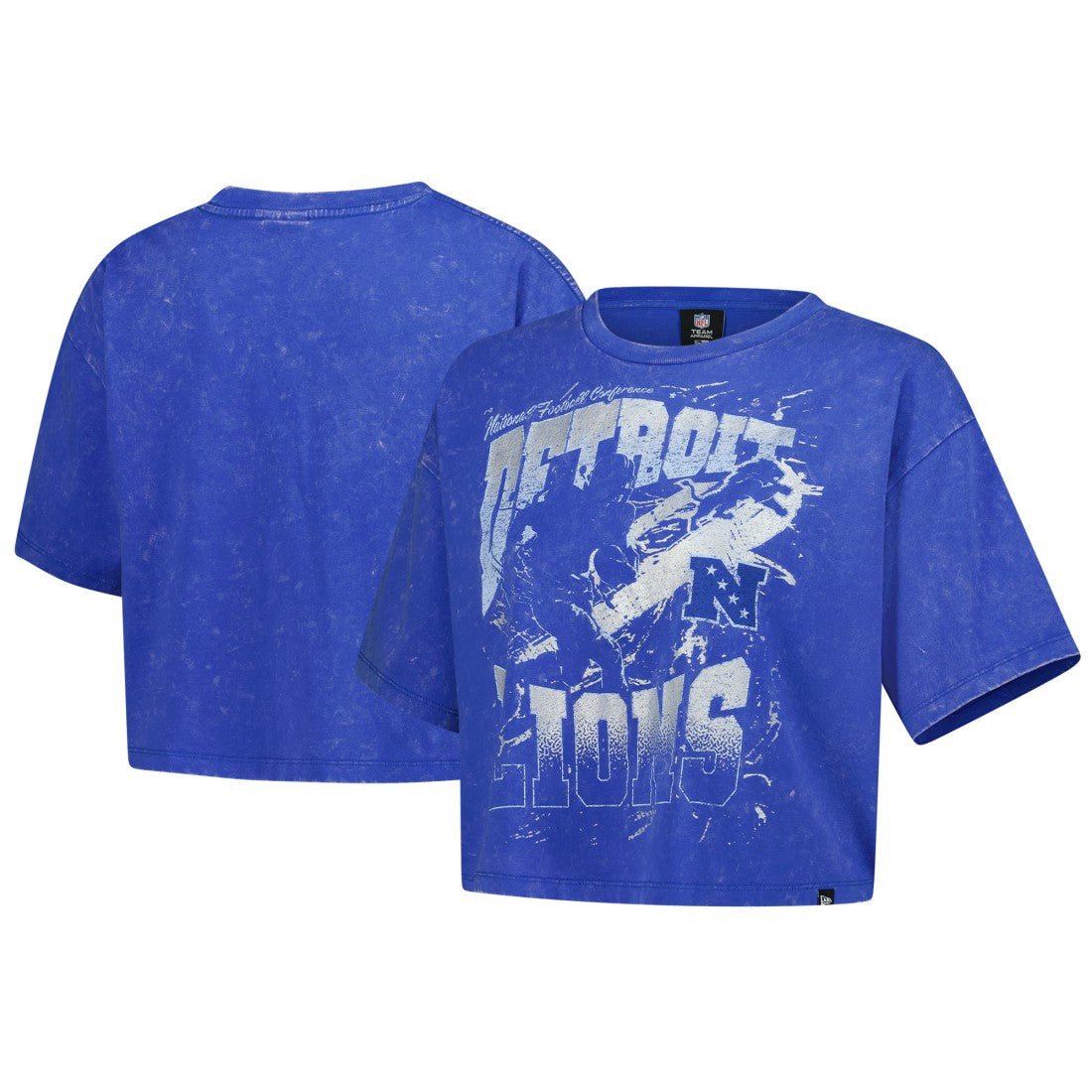 Detroit Lions New Era Women's Cropped Boxy Sport Classics Mineral Wash T-Shirt - Blue sale