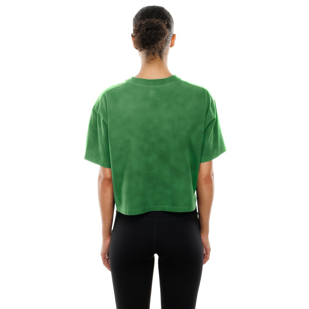 Philadelphia Eagles New Era Women's Cropped Boxy Sport Classics Mineral Wash T-Shirt - Kelly Green on sale