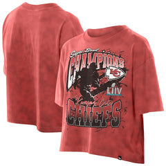Kansas City Chiefs New Era Women's Cropped Boxy Sport Classics Mineral Wash T-Shirt - Red on sale