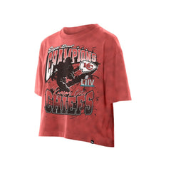 Kansas City Chiefs New Era Women's Cropped Boxy Sport Classics Mineral Wash T-Shirt - Red on sale
