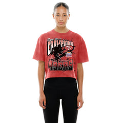 San Francisco 49ers New Era Women's Cropped Boxy Sport Classics Mineral Wash T-Shirt - Scarlet outlet