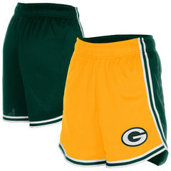 Green Bay Packers New Era Women's Sport Classics Mesh Shorts - Gold/Green on sale
