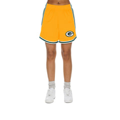 Green Bay Packers New Era Women's Sport Classics Mesh Shorts - Gold/Green on sale
