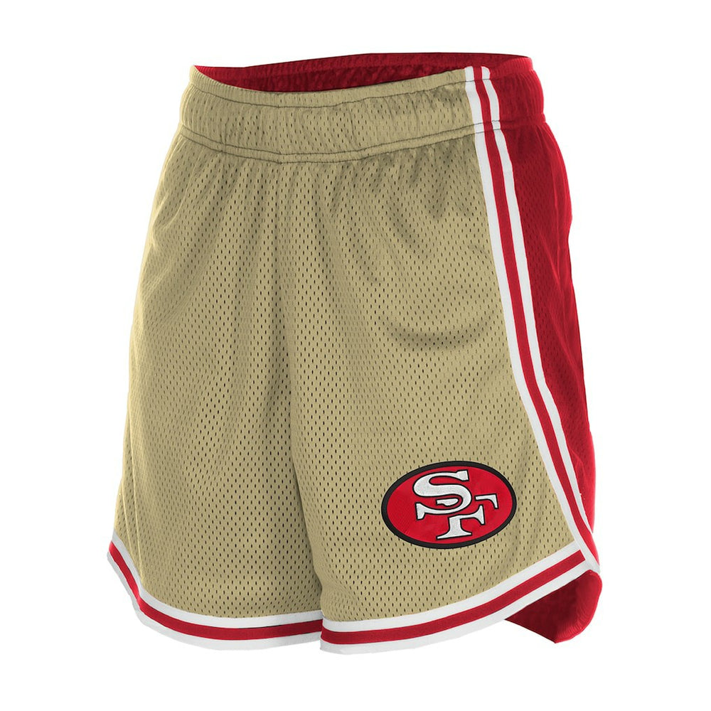 San Francisco 49ers New Era Women's Throwback Sport Classics Mesh Shorts - Gold/Scarlet sale