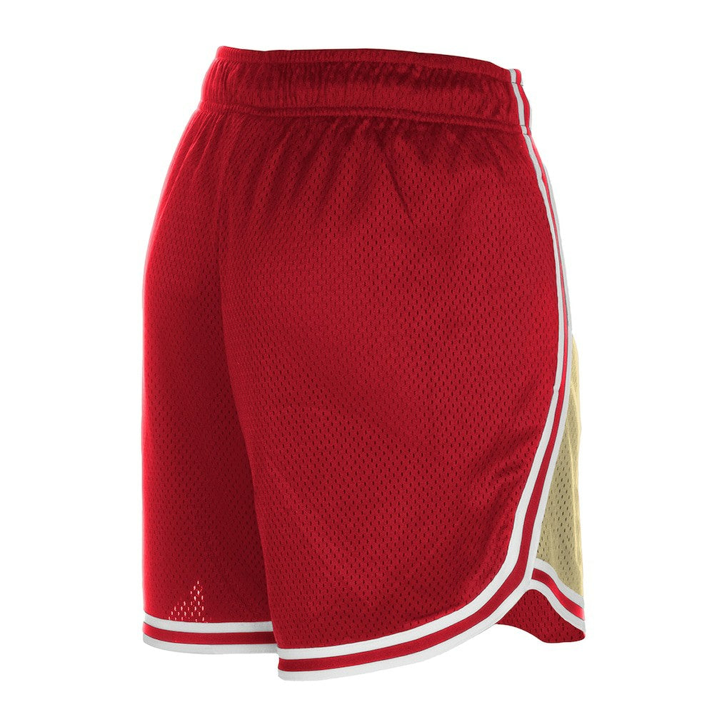 San Francisco 49ers New Era Women's Throwback Sport Classics Mesh Shorts - Gold/Scarlet sale