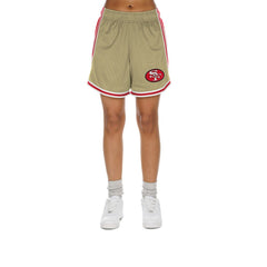 San Francisco 49ers New Era Women's Throwback Sport Classics Mesh Shorts - Gold/Scarlet sale