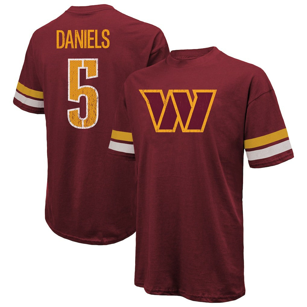 Jayden Daniels Washington Commanders Majestic Threads Name & Number Oversize Fit T-Shirt - Burgundy outlet