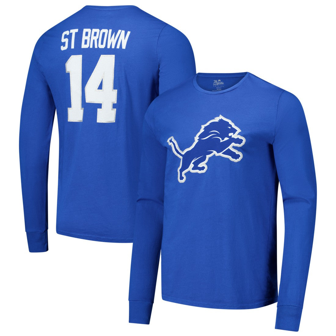 Amon-Ra St. Brown Detroit Lions Majestic Threads Name & Number Long Sleeve T-Shirt - Blue cheap