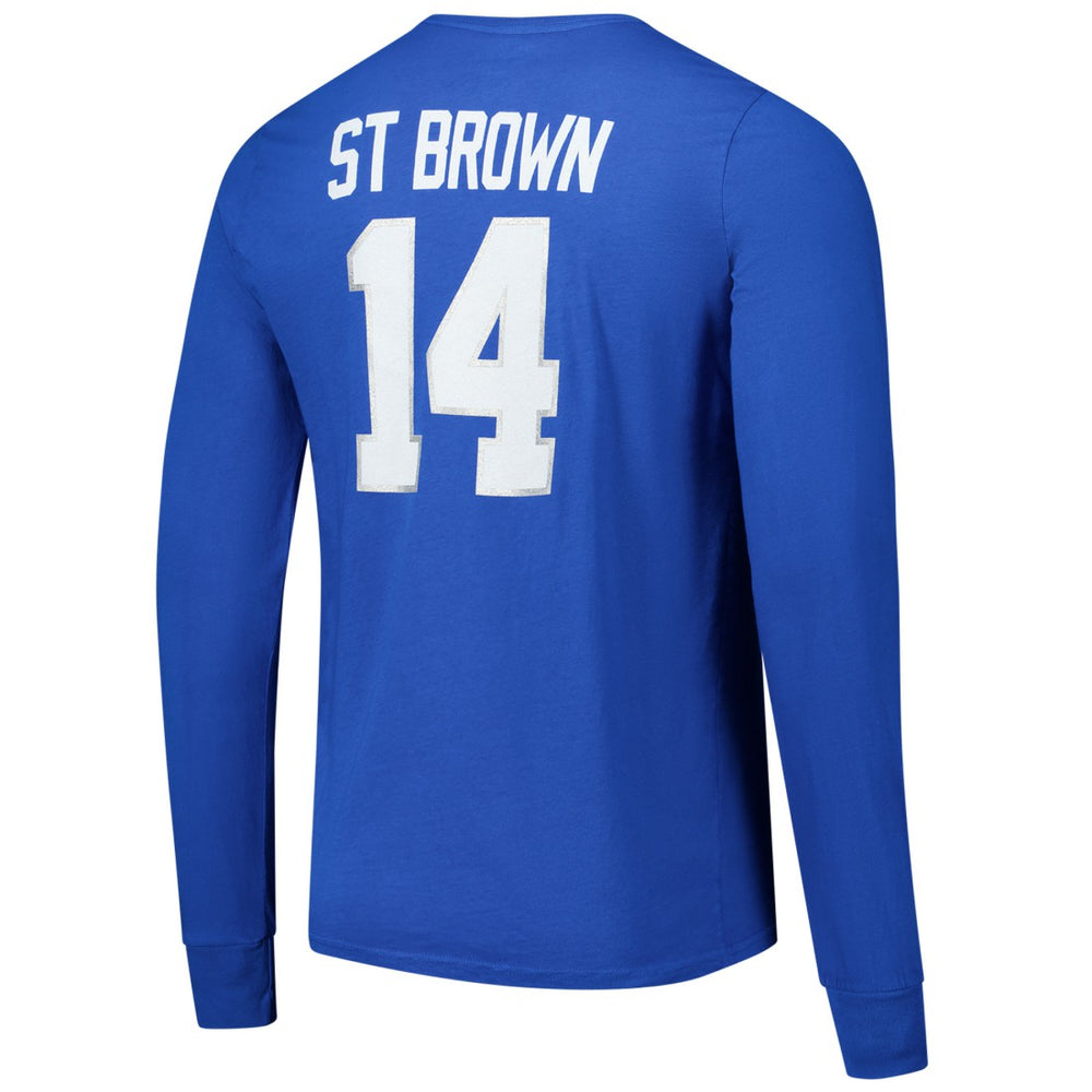 Amon-Ra St. Brown Detroit Lions Majestic Threads Name & Number Long Sleeve T-Shirt - Blue cheap