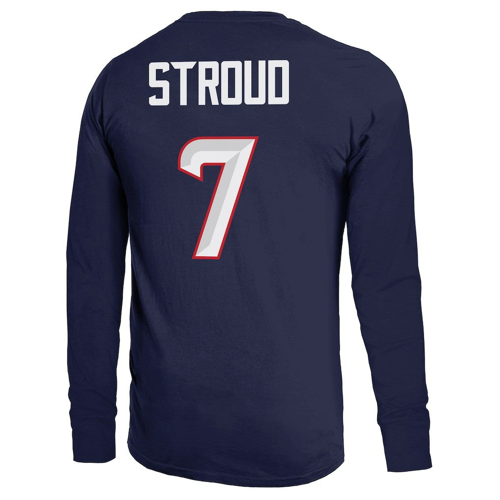 C.J. Stroud Houston Texans Majestic Threads Name & Number Non-Distressed Long Sleeve T-Shirt - Navy sale