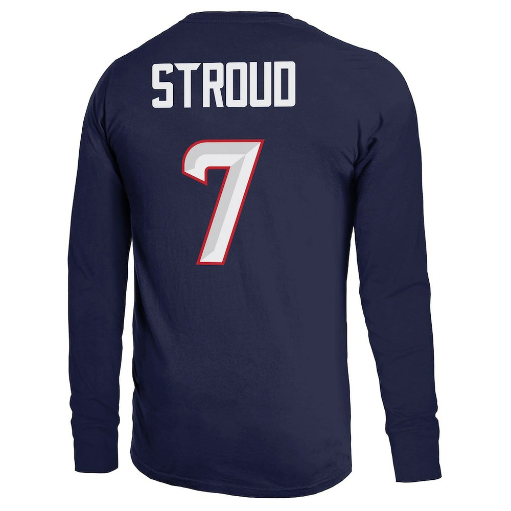 C.J. Stroud Houston Texans Majestic Threads Name & Number Non-Distressed Long Sleeve T-Shirt - Navy sale