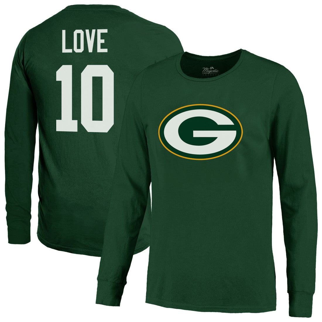 Jordan Love Green Bay Packers Majestic Threads Name & Number Long Sleeve T-Shirt - Green discount