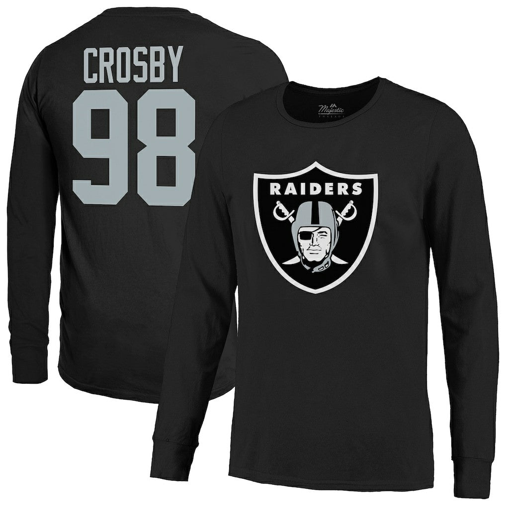 Maxx Crosby Las Vegas Raiders Majestic Threads Name & Number Non-Distressed Long Sleeve T-Shirt - Black discount