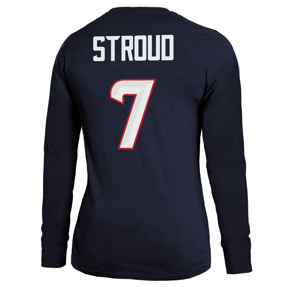 C.J. Stroud Houston Texans Majestic Threads Women's Player Name & Number Long Sleeve T-Shirt - Navy discount