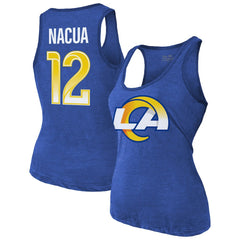 Puka Nacua Los Angeles Rams Majestic Threads Women's Name & Number Tri-Blend Scoop Neck Tank Top - Royal for sale