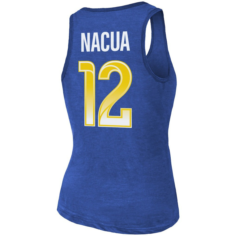 Puka Nacua Los Angeles Rams Majestic Threads Women's Name & Number Tri-Blend Scoop Neck Tank Top - Royal for sale