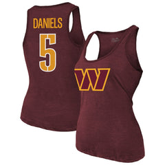 Jayden Daniels Washington Commanders Majestic Threads Women's Name & Number Tri-Blend Scoop Neck Tank Top - Burgundy discount