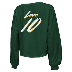 Jordan Love Green Bay Packers Majestic Threads Women's Name & Number Off-Shoulder Script Cropped Long Sleeve Relaxed V-Neck T-Shirt - Green online