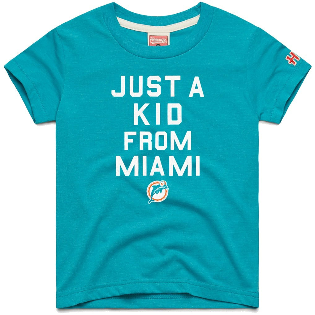 Miami Dolphins Homage Youth Just a Kid Tri-Blend T-Shirt - Aqua discount