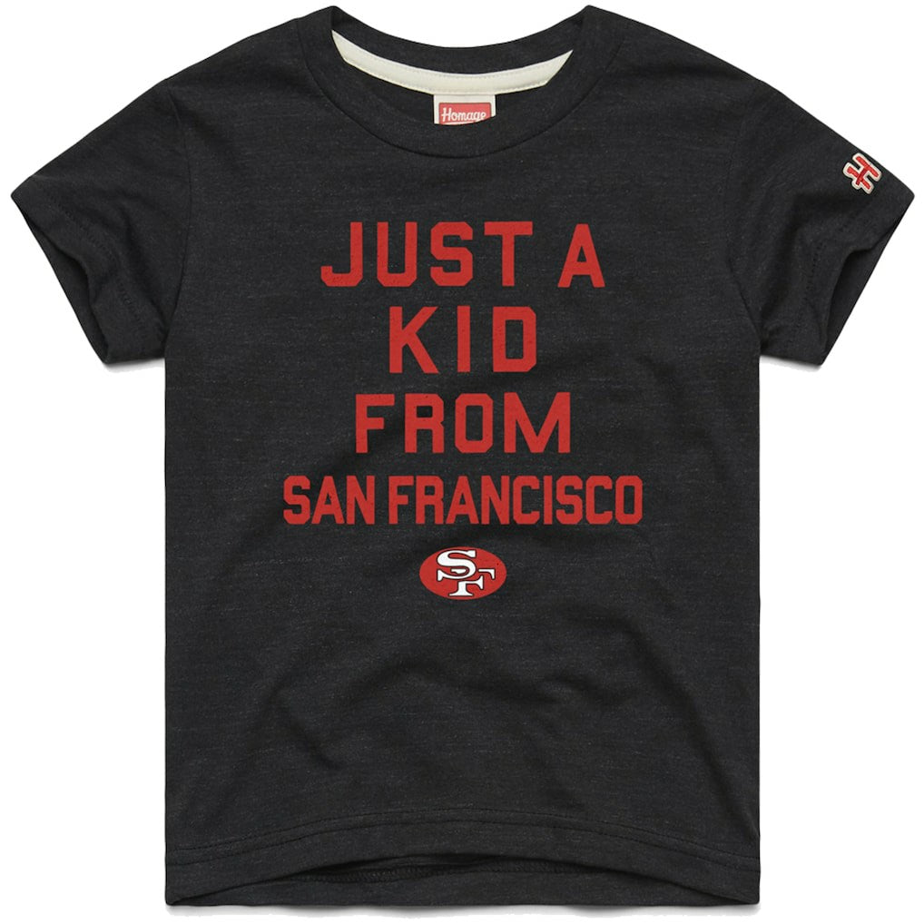 San Francisco 49ers Homage Youth Just a Kid Tri-Blend T-Shirt - Black on sale
