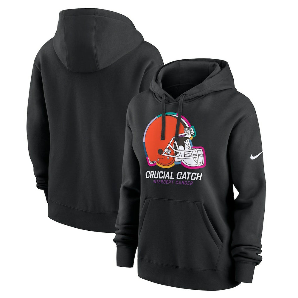 Cleveland Browns Women's 2024 NFL Crucial Catch Club Pullover Hoodie - Black | Nike sale