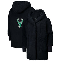 The Best Lounger in the World By Jill Martin Milwaukee Bucks Unisex Black Oversized Open-Front Hoodie Sweater cheap
