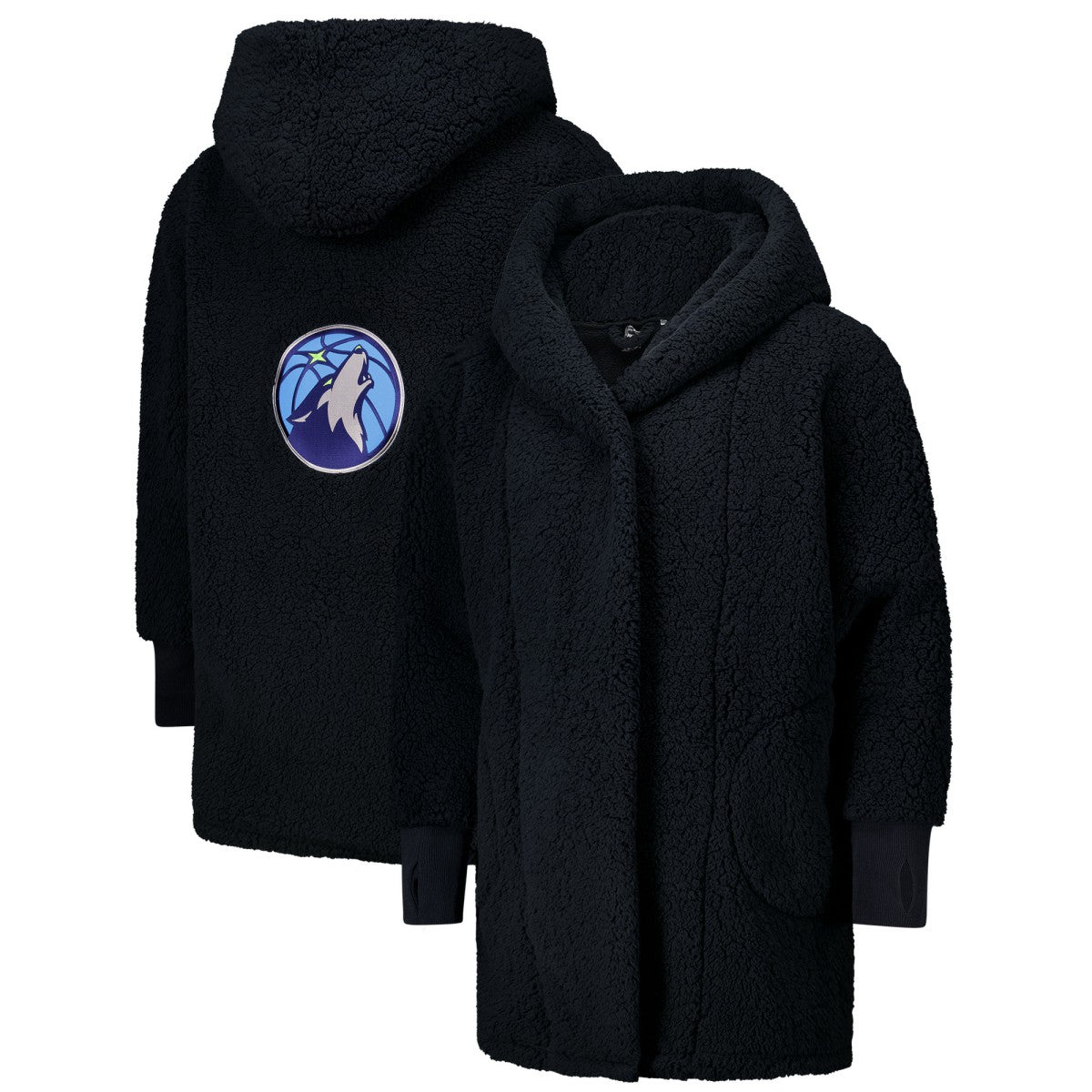 The Best Lounger in the World By Jill Martin Minnesota Timberwolves Unisex Navy Oversized Open-Front Hoodie Sweater discount