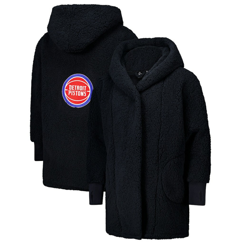The Best Lounger in the World By Jill Martin Detroit Pistons Unisex Black Oversized Open-Front Hoodie Sweater cheap