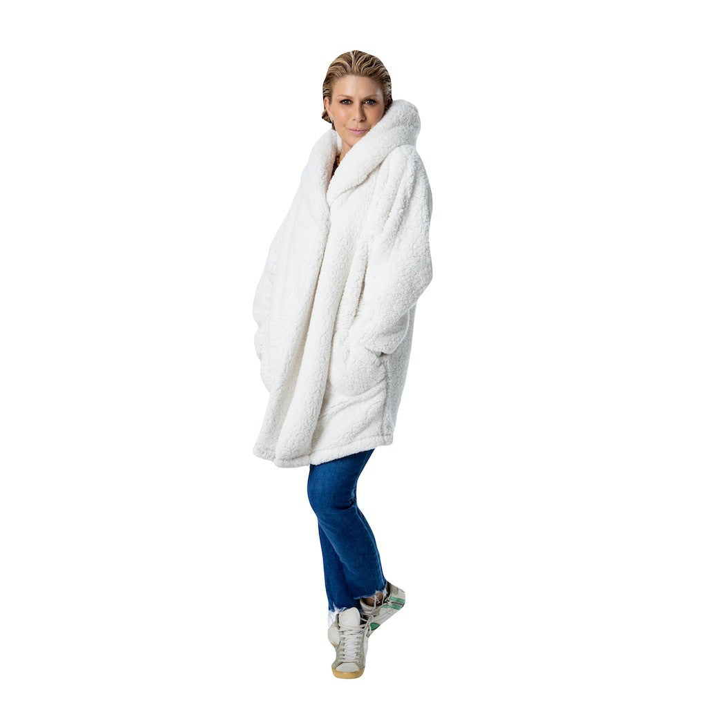 The Best Lounger in the World By Jill Martin Boston Celtics Unisex Cream Oversized Open-Front Hoodie Sweater on sale