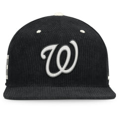 Washington Nationals Pro Corduroy Structured Snapback Hat - Black | Nike