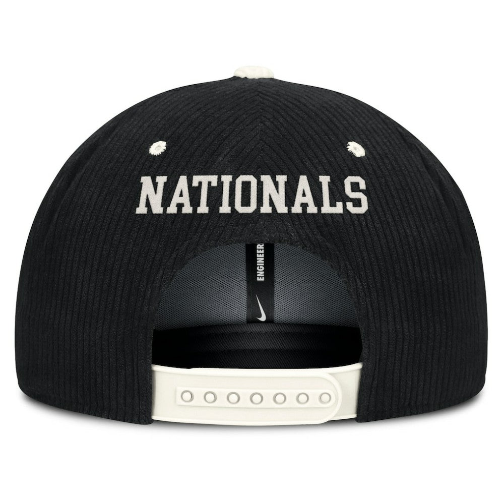 Washington Nationals Pro Corduroy Structured Snapback Hat - Black | Nike