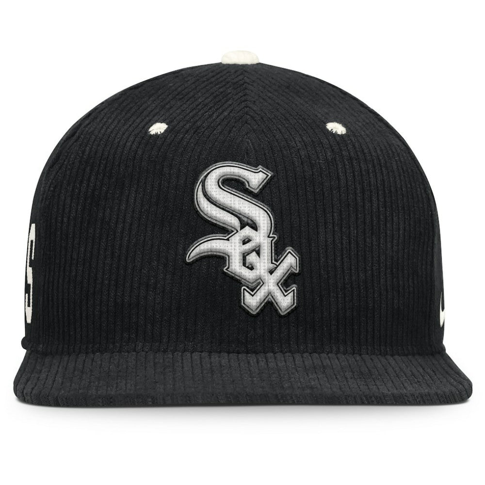 Chicago White Sox Pro Corduroy Structured Snapback Hat - Black | Nike