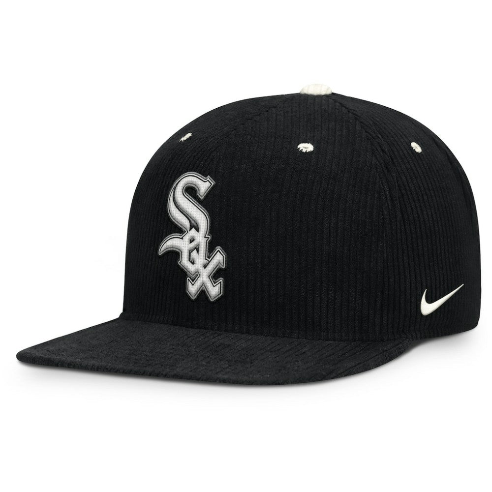 Chicago White Sox Pro Corduroy Structured Snapback Hat - Black | Nike