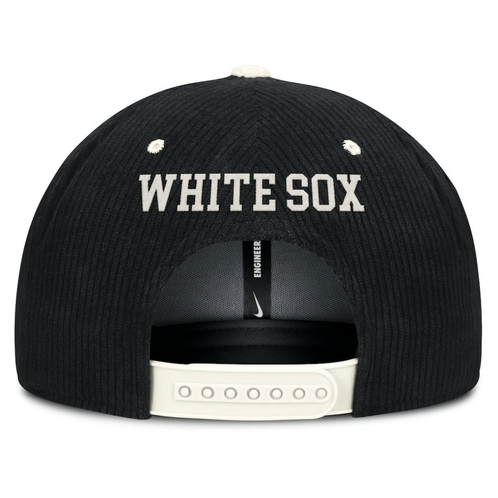 Chicago White Sox Pro Corduroy Structured Snapback Hat - Black | Nike