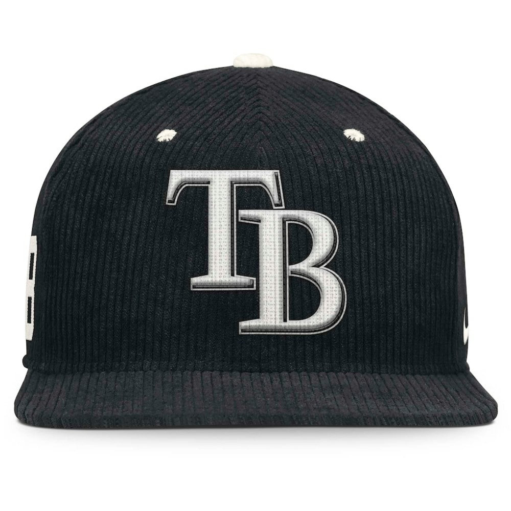 Tampa Bay Rays Pro Corduroy Structured Snapback Hat - Black | Nike