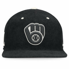 Milwaukee Brewers Pro Corduroy Structured Snapback Hat - Black | Nike