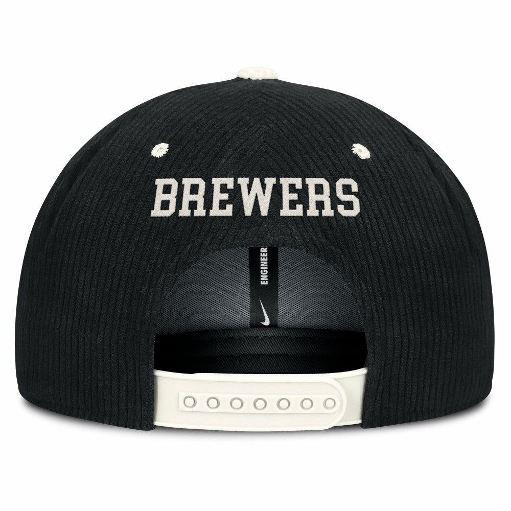 Milwaukee Brewers Pro Corduroy Structured Snapback Hat - Black | Nike