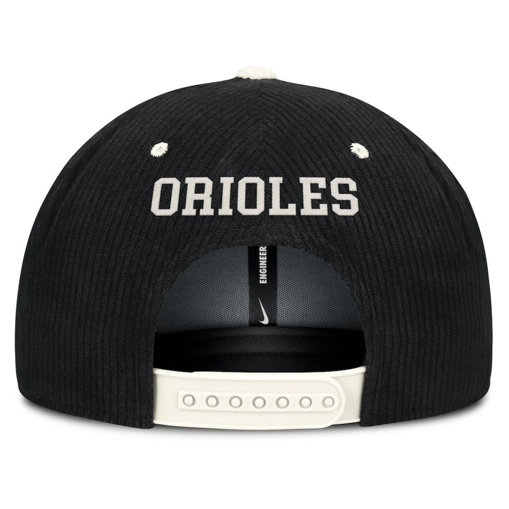 Baltimore Orioles Pro Corduroy Structured Snapback Hat - Black | Nike