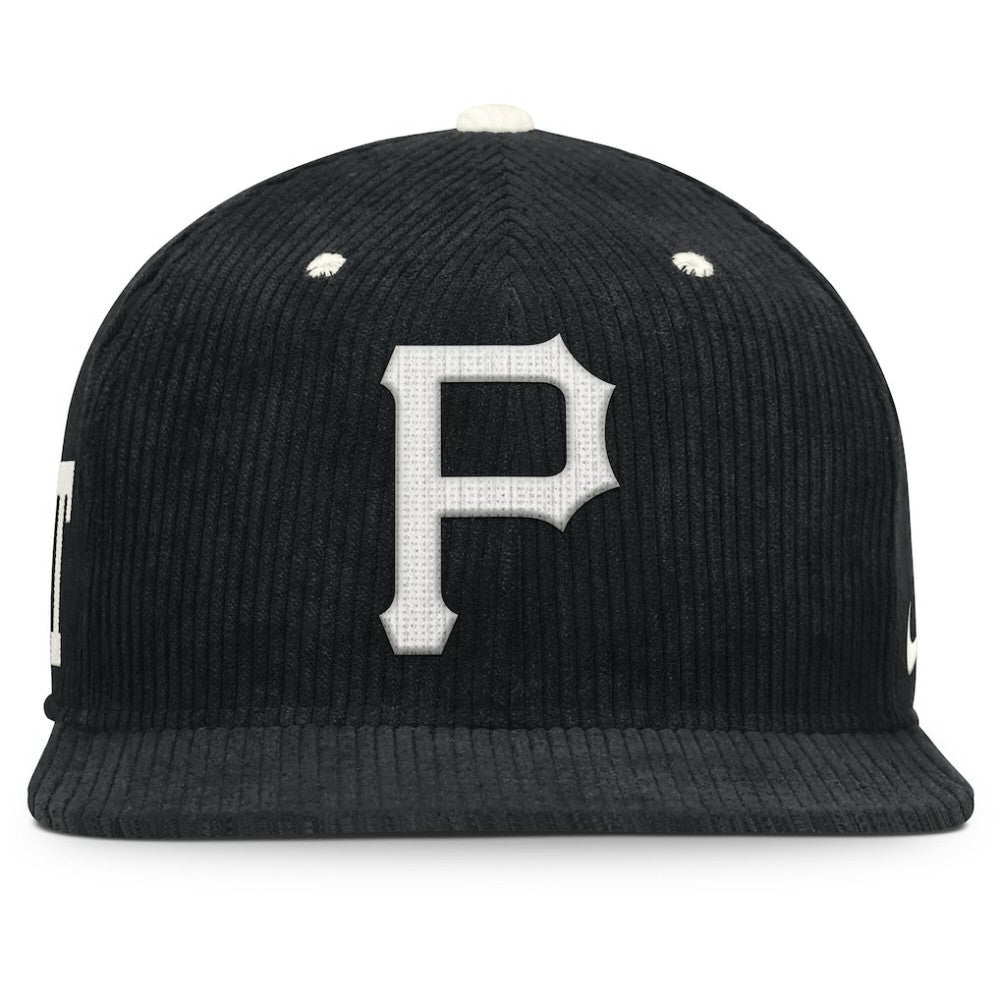 Pittsburgh Pirates Pro Corduroy Structured Snapback Hat - Black | Nike