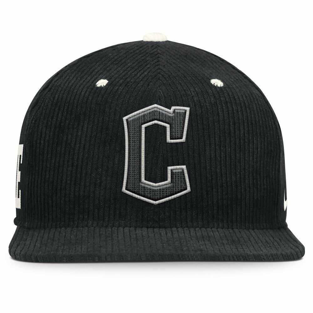 Cleveland Guardians Pro Corduroy Structured Snapback Hat - Black | Nike
