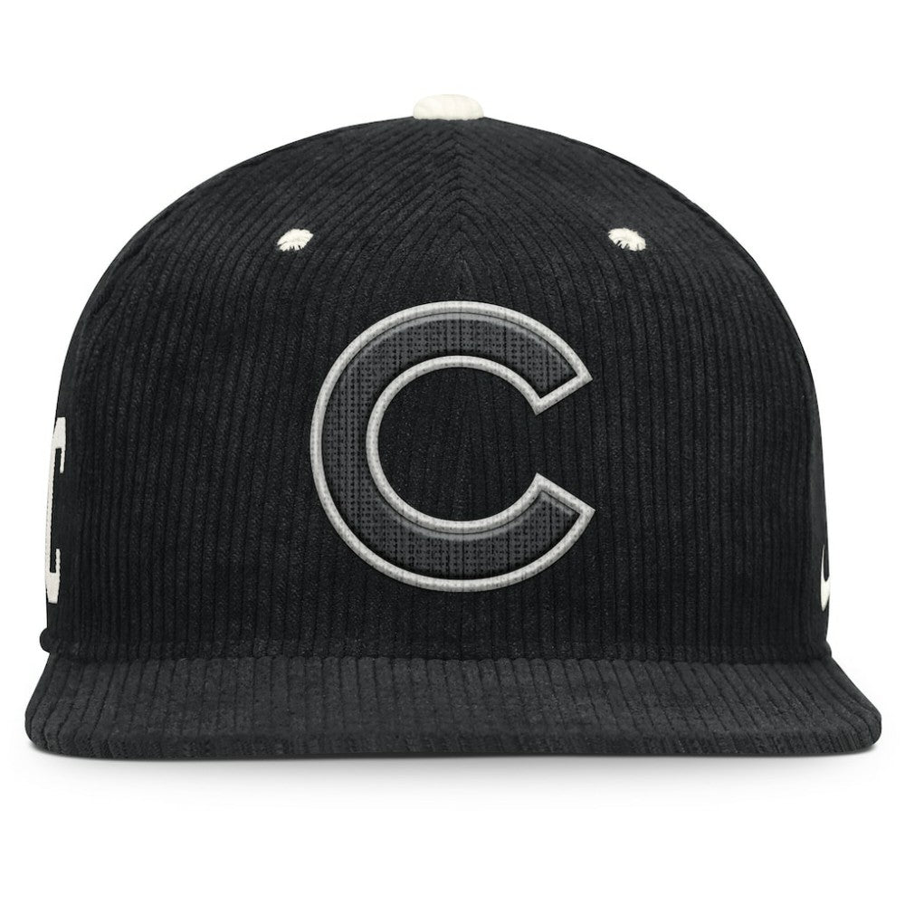 Chicago Cubs Pro Corduroy Structured Snapback Hat - Black | Nike