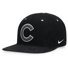 Chicago Cubs Pro Corduroy Structured Snapback Hat - Black | Nike