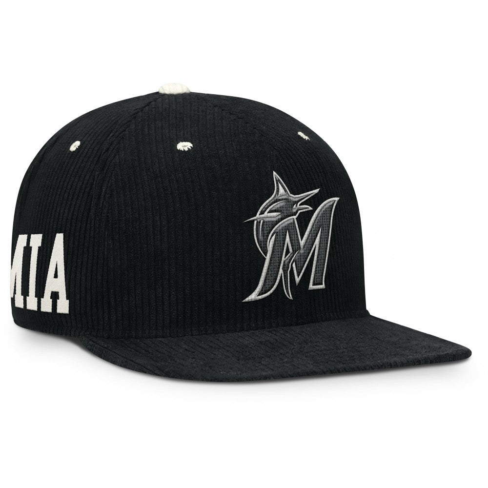 Miami Marlins Pro Corduroy Structured Snapback Hat - Black | Nike