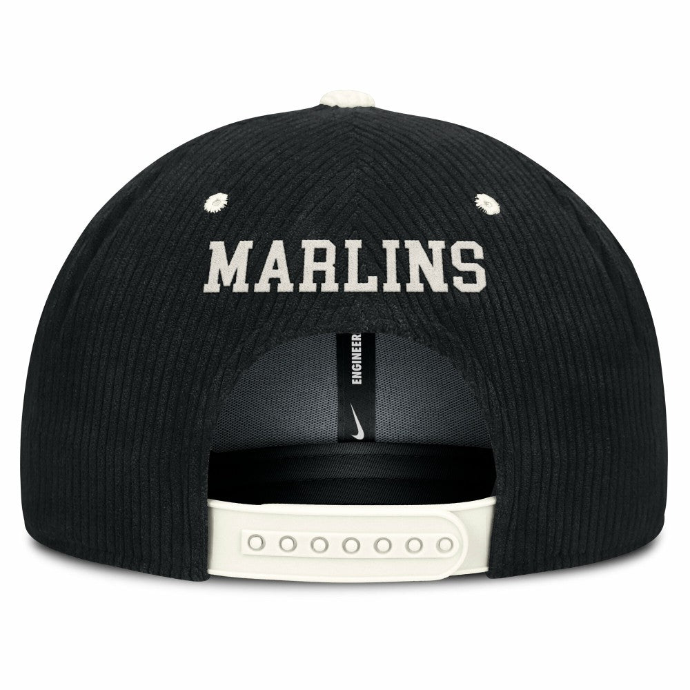 Miami Marlins Pro Corduroy Structured Snapback Hat - Black | Nike