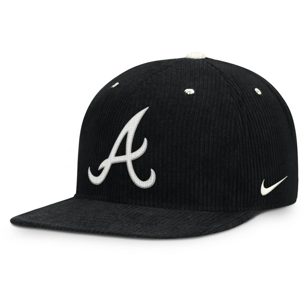 Atlanta Braves Pro Corduroy Structured Snapback Hat - Black | Nike