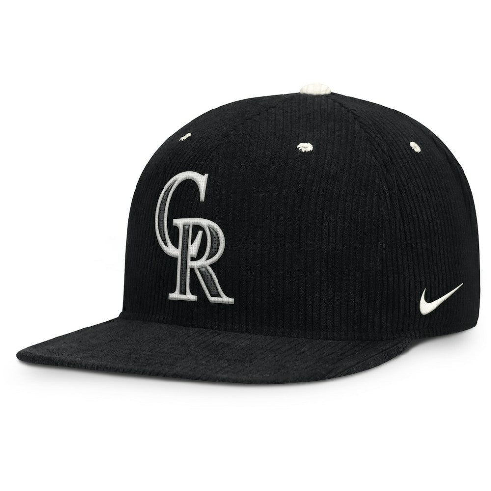 Colorado Rockies Pro Corduroy Structured Snapback Hat - Black | Nike
