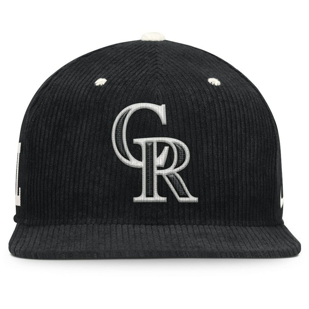 Colorado Rockies Pro Corduroy Structured Snapback Hat - Black | Nike