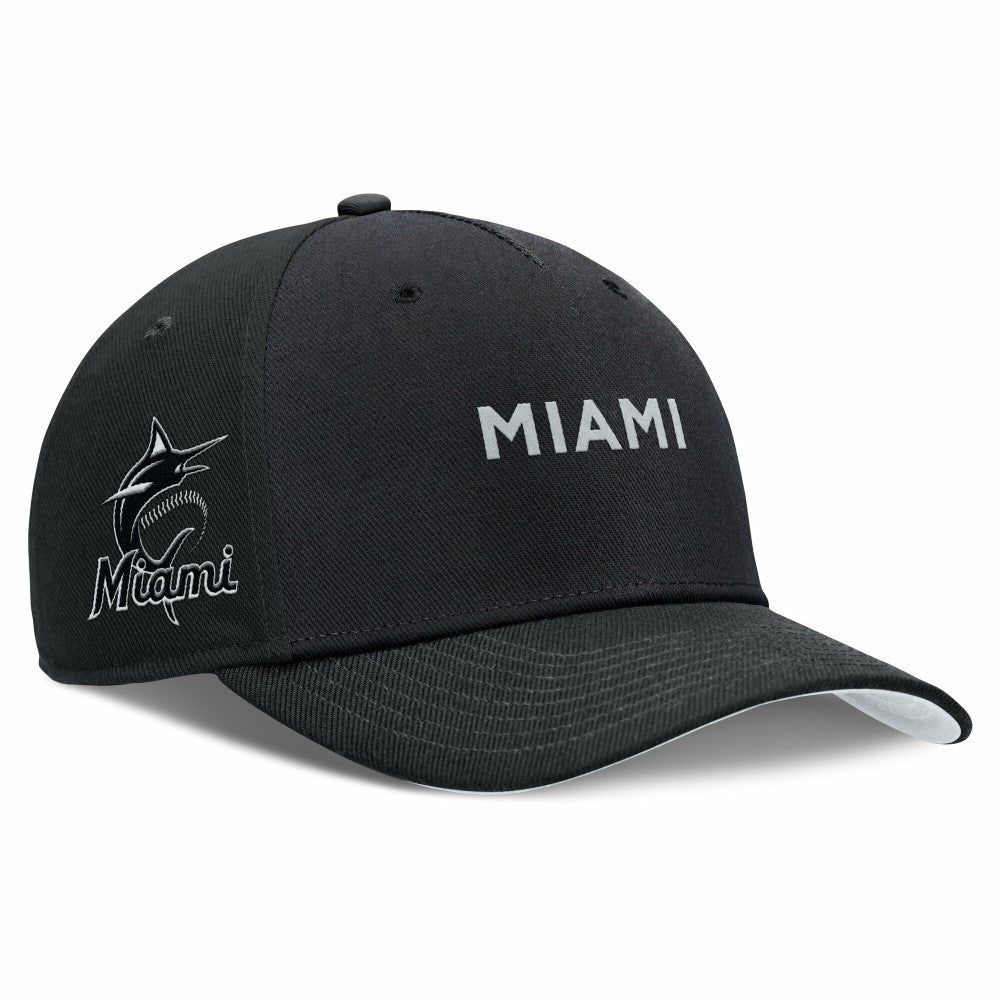 Miami Marlins Rise Performance Adjustable Hat - Black | Nike