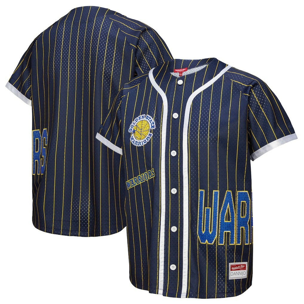 Golden State Warriors x DANNIJO Women's Fashion Baseball Jersey sale - Blue | Mitchell & Ness cheap