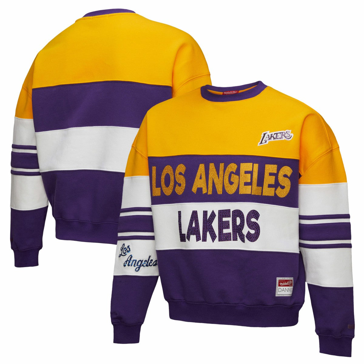 Los Angeles Lakers x DANNIJO Women's Blocked Pullover Sweatshirt - Gold/Purple | Mitchell & Ness discount